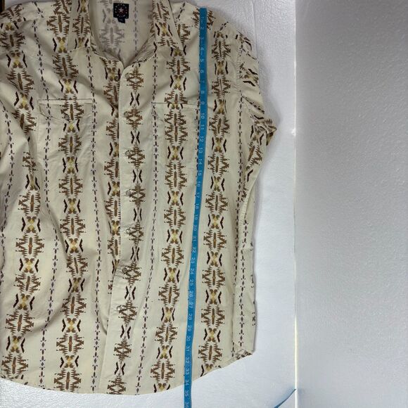 Mens Vintage Panhandle Slim Pearl Snap Western Aztec Shirt Short Sleeve XXL - Picture 7 of 14